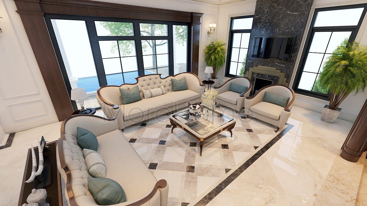 thiết kế phòng khách biệt thự Vinhomes central Park